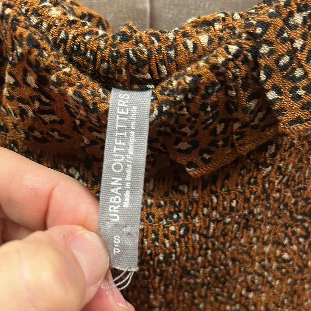 Urban Outfitters leopard ruffle chest lightweight mini dress sz small - Picture 6 of 11